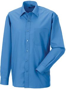 Russell Collection RU934M - Poly/Katoenen Easy Care Poplin Overhemd Met Lange Mouw Bedrijfsblauw