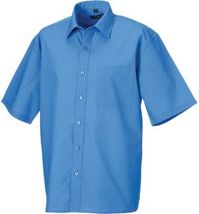 Russell Collection RU935M - Poly/Katoenen Easy Care Poplin Overhemd Met Korte Mouw Bedrijfsblauw