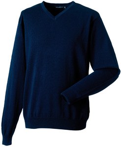 Russell Collection RU710M - V-Hals Gebreide Pullover Franse marine