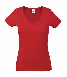 Fruit of the Loom SS047 - Dames valueweight v-hals t-shirt Rood