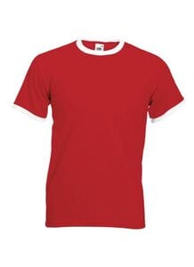 Fruit of the Loom SS168 - Ringer t-shirt Rood/Wit