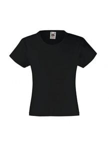 Fruit of the Loom SS005 - Meisjes lichtgewicht t-shirt Zwart