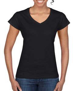 Gildan GD078 - Softstyle™ dames v-hals t-shirt Zwart