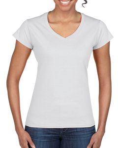 Gildan GD078 - Softstyle™ dames v-hals t-shirt Wit