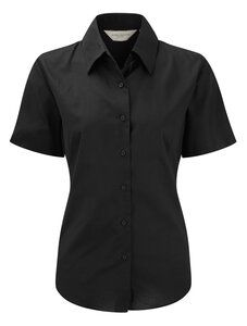 Russell J933F - Oxford Damesoverhemd met korte mouwen Zwart