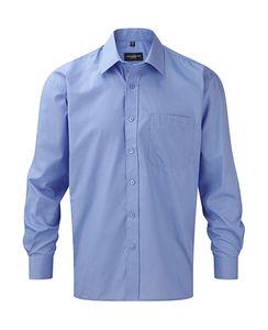 Russell Collection R-934M-0 - Poplin Overhemd met Lange Mouwen Bedrijfsblauw