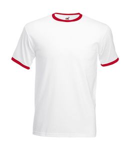 Fruit of the Loom 61-168-0 - Ringer T-Shirt Wit/Rood