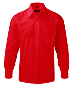 Russell Collection R-934M-0 - Poplin Overhemd met Lange Mouwen Klassiek Rood