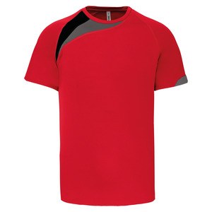 ProAct PA437 - KINDER SPORTSHIRT Sportief Rood / Zwart / Storm Grijs