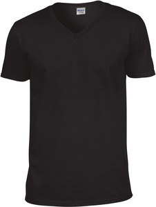 Gildan GI64V00 - Heren Softstyle V-Hals T-Shirt Zwart/Zwart