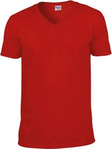 Gildan GI64V00 - Heren Softstyle V-Hals T-Shirt Rood