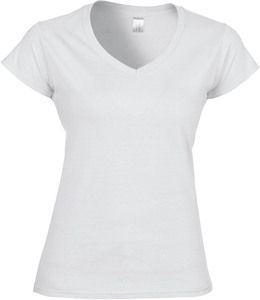 Gildan GI64V00L - Dames Softstyle V-Hals T-Shirt Wit