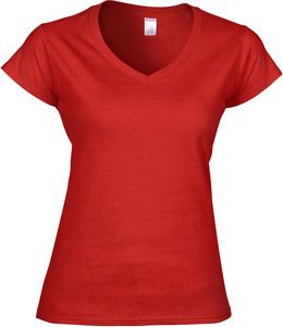 Gildan GI64V00L - Dames Softstyle V-Hals T-Shirt Rood