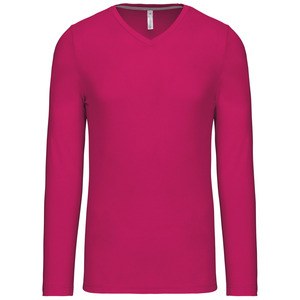 Kariban K358 - HEREN T-SHIRT MET V-HALS EN LANGE MOUWEN Fuchsia