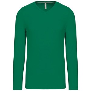 Kariban K358 - HEREN T-SHIRT MET V-HALS EN LANGE MOUWEN Kelly groen