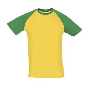 SOL'S 11190 - Funky Heren Tweekleurig T Shirt Met Raglan Mouwen Jaune / Vert Prairie