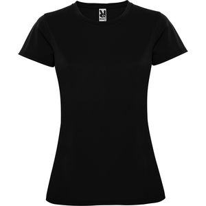 Roly CA0423 - MONTECARLO WOMAN T-shirt met korte mouwen in technisch weefsel Zwart