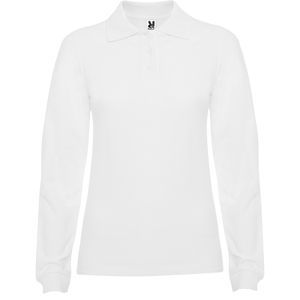 Roly PO6636 - ESTRELLA WOMAN L/S Poloshirt met lange mouwen met kraag en ondermouw in ribtricot Wit