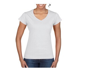 Gildan GN647 - Softstyle Dames V-Hals T-shirt Wit