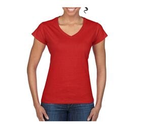 Gildan GN647 - Softstyle Dames V-Hals T-shirt Rood