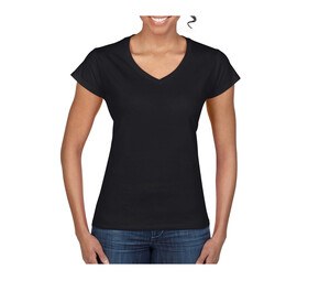 Gildan GN647 - Softstyle Dames V-Hals T-shirt Zwart