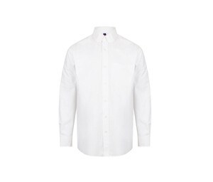 Henbury HY510 - Classic Oxford overhemd met Lange Mouw Wit