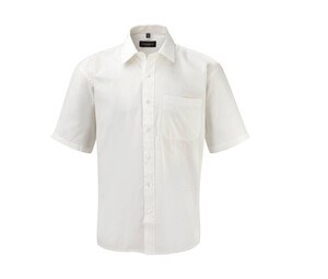 Russell Collection JZ937 - Katoenen Poplin Overhemd Wit
