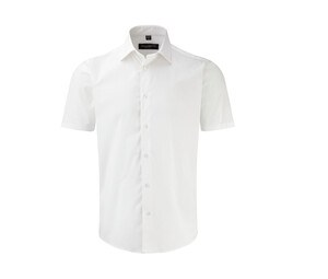 Russell Collection JZ947 - Getailleerd Overhemd Met Korte Mouw Wit