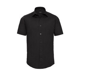 Russell Collection JZ947 - Getailleerd Overhemd Met Korte Mouw Zwart