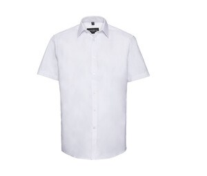 Russell Collection JZ963 - Overhemd Met Visgraat-Motief Met Korte Mouw Wit