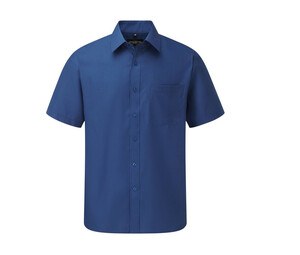 Russell Collection JZ935 - Poly/Katoenen Easy Care Poplin Overhemd Met Korte Mouw Helder Royal