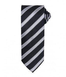 Premier PR783 - Waffle Stripe Tie Zwart/Donkergrijs