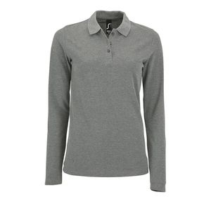 SOL'S 02083 - Perfect Lsl Women Dames Pique Poloshirt Met Lange Mouwen Gemengd grijs