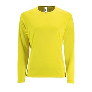 SOL'S 02072 - Sportief Lsl Dames Sport T Shirt Met Lange Mouwen Neon Geel