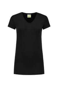 Lemon & Soda LEM1262 - T-shirt V-hals bedje/elastiek voor haar Zwart