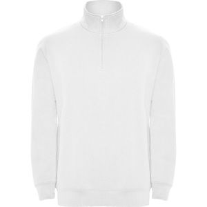 Roly SU1109 - ANETO Sweatshirt met halve rits in dezelfde kleur en staande kraag Wit