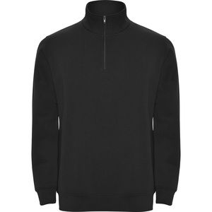 Roly SU1109 - ANETO Sweatshirt met halve rits in dezelfde kleur en staande kraag Zwart