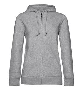 B&C BCW36B - Organic Dames Hoodie met Rits Heide Grijs