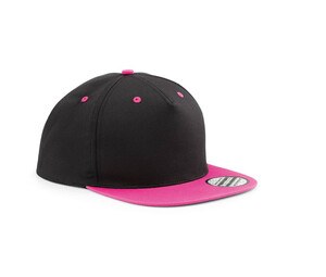 Beechfield BF610C - 5-sided cap with contrasting visor Zwart / Fuchsia