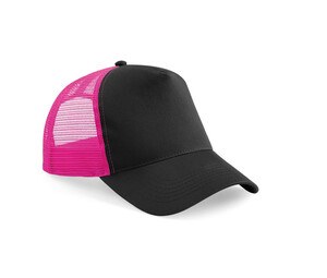 Beechfield BF640 - Trucker Met Gaas Zwart / Fuchsia