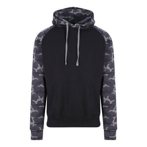 AWDIS JUST HOODS JH009 - Baseball Sweatshirt Effen Zwart / Zwart Camo