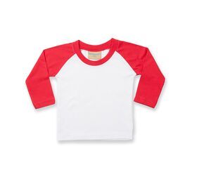 Larkwood LW025 - T-shirt baseball Wit / Rood