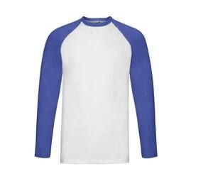 Fruit of the Loom SC238 - Baseball Longsleeve T-Shirt Unisex Wit / Koningsblauw
