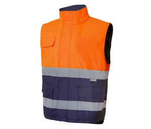 VELILLA V35902 - BODYWARMER TWEEKLEURIG GEWATTEERD HOGE ZICHTBAARHEID Fluor oranje / marine