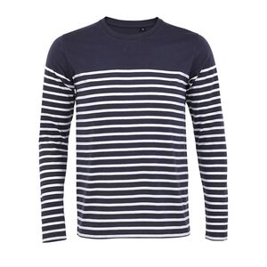 SOL'S 03099 - Matelot Lsl Men Heren Gestreept T Shirt Met Lange Mouwen Franse marine / Wit