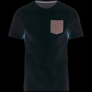Kariban K375 - T-shirt BIO-katoen met borstzakje Crème/grijze heide