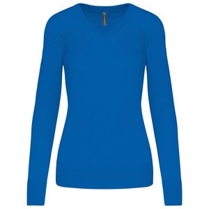 Kariban K966 - DAMES PULLOVER MET V-HALS Licht koningsblauw