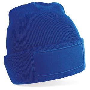 Beechfield B445 - Stijlvolle Heren Patch Beanie voor Alle Seizoenen zwart