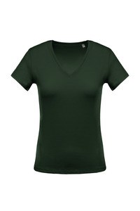Kariban K390 - Ladies' short-sleeved V-neck T-shirt Bosgroen
