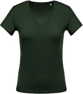 Kariban K390 - Ladies' short-sleeved V-neck T-shirt Bosgroen
